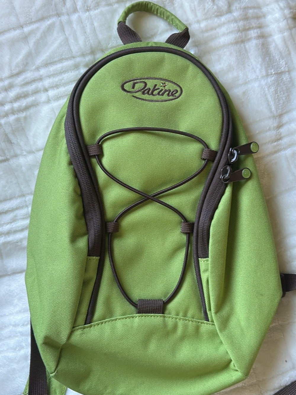 Y2K Dakine Go Go Backpack - Lime Green with Brown Trim